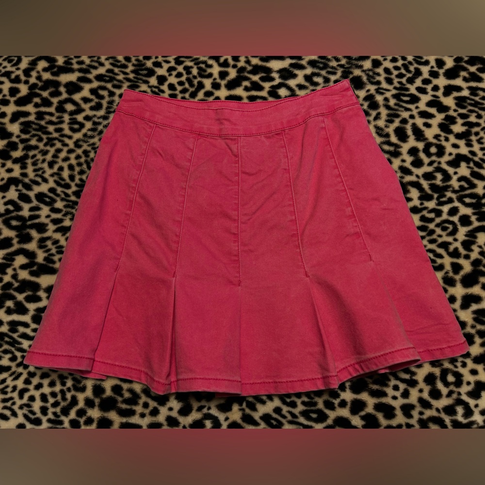 High Waist Pink Pleated Midi Skirt with Zipper Y2K softcore Kawaii Size 7